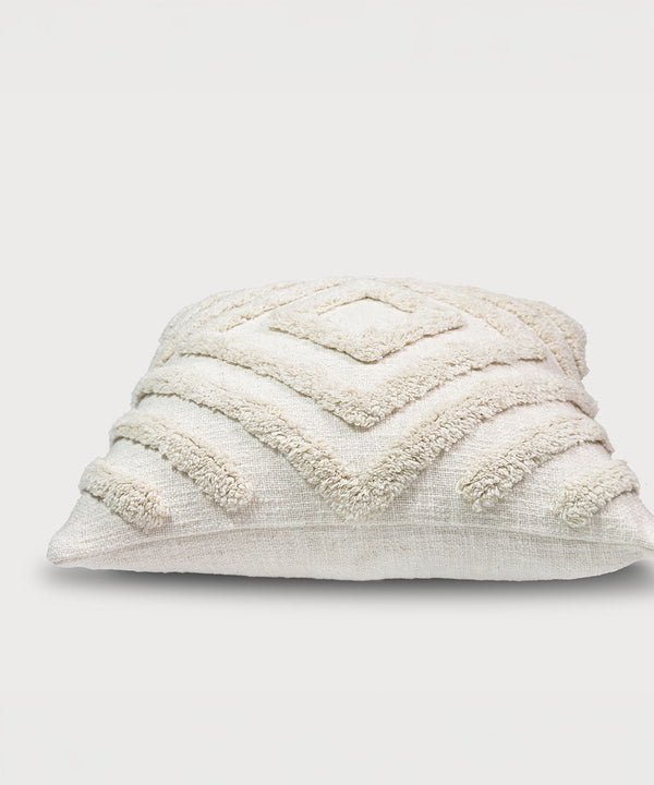 Le Tula | Housse de coussin géométrique tuftée à la main ivoire | 40 x 40 cm