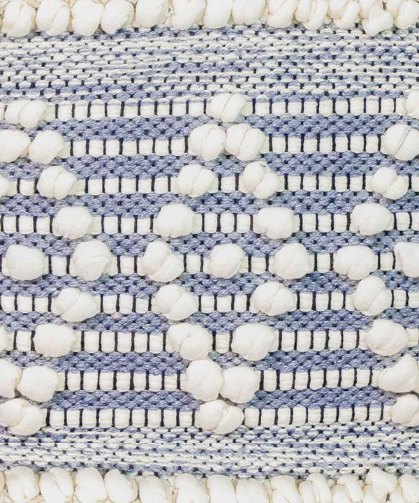 Mira Hand Tufted Bands Geometric Throw Pillow Cover | Mist Blue| 16x16