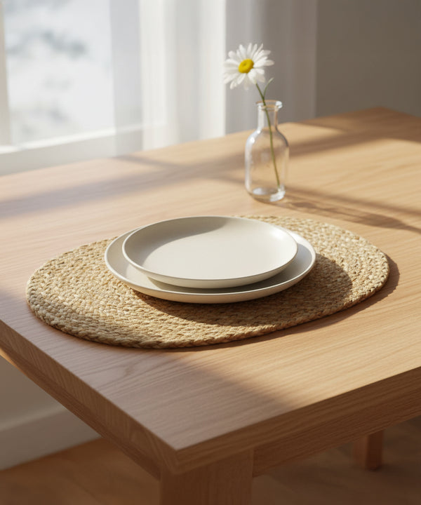 Sandstone Braided Jute Placemat – 100% Jute Hand Braided -Set of 2 / 4 / 6