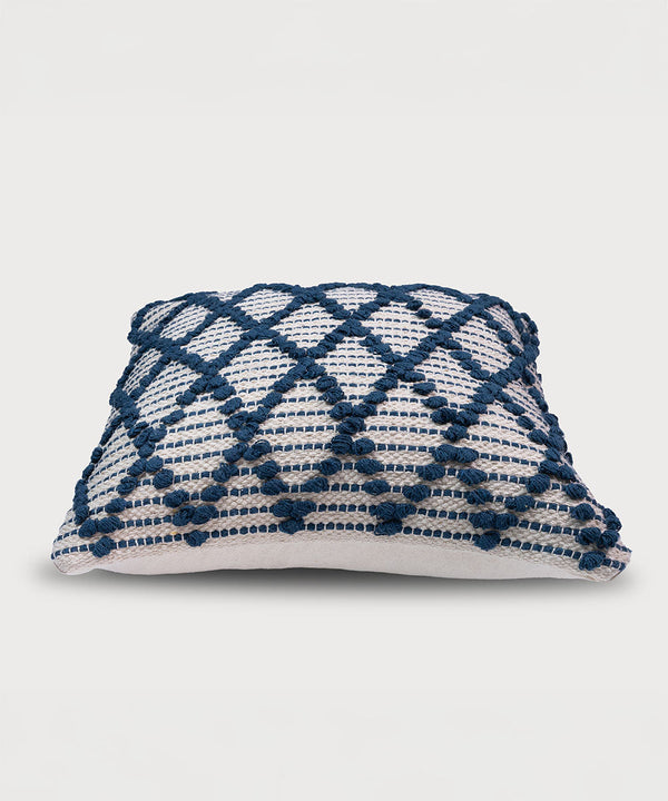 Diamond Drop |Royal Blue | Hand Tufted 100% Cotton Throw Pillow Cover | 16x16