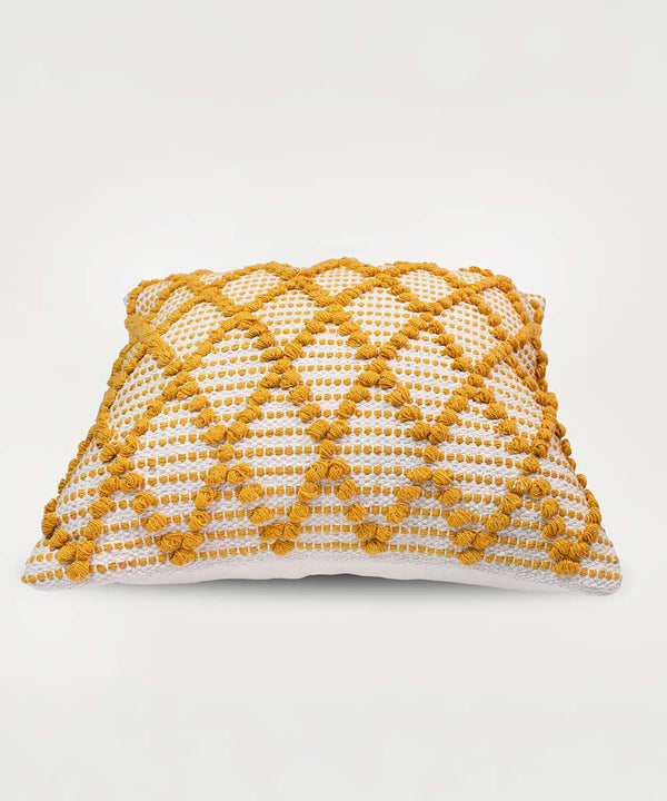 Housse de coussin Diamond Drop | Moutarde joyeuse, tuftée à la main, 100 % coton | 40 x 40 cm