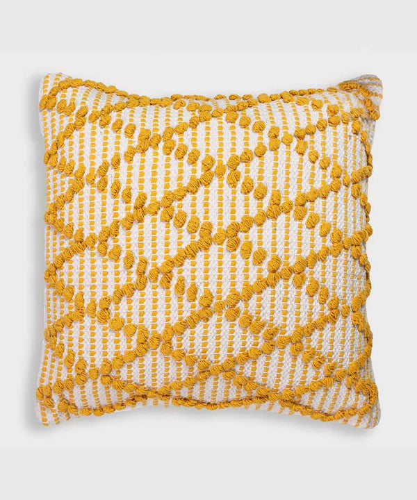 Housse de coussin Diamond Drop | Moutarde joyeuse, tuftée à la main, 100 % coton | 40 x 40 cm