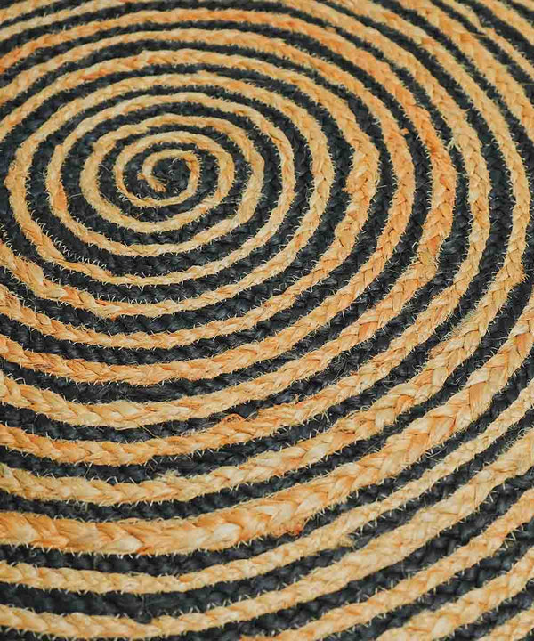 Midnight Swirl Jute Rug – 100% Natural Jute | 40 x 40 inches