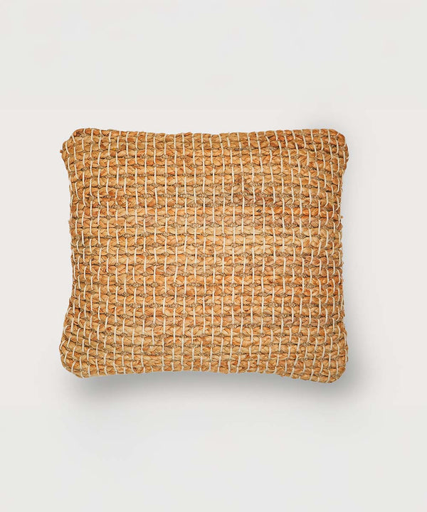 Housse de coussin rustique en jute tissée – 100 % jute naturelle | 45,7 cm × 45,7 cm