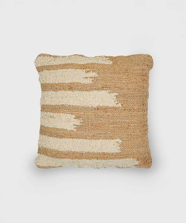 Coastal Drift Jute Fur Throw Pillow Cover – 70% Jute 30% Cotton | 18"×18" | Hand-Tufted Texture