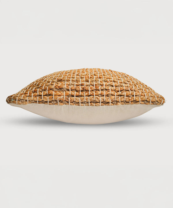 Housse de coussin rustique en jute tissée – 100 % jute naturelle | 45,7 cm × 45,7 cm