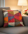 Patchwork Fiesta Throw Pillow Cover – 100% Cotton Chindi | 18" × 18" | Handwoven Patch Detail