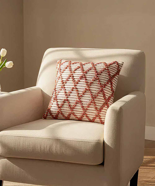 Coussin décoratif Diamond Drop | Ambre rouille | Housse de coussin 100 % coton | 40 x 40 cm